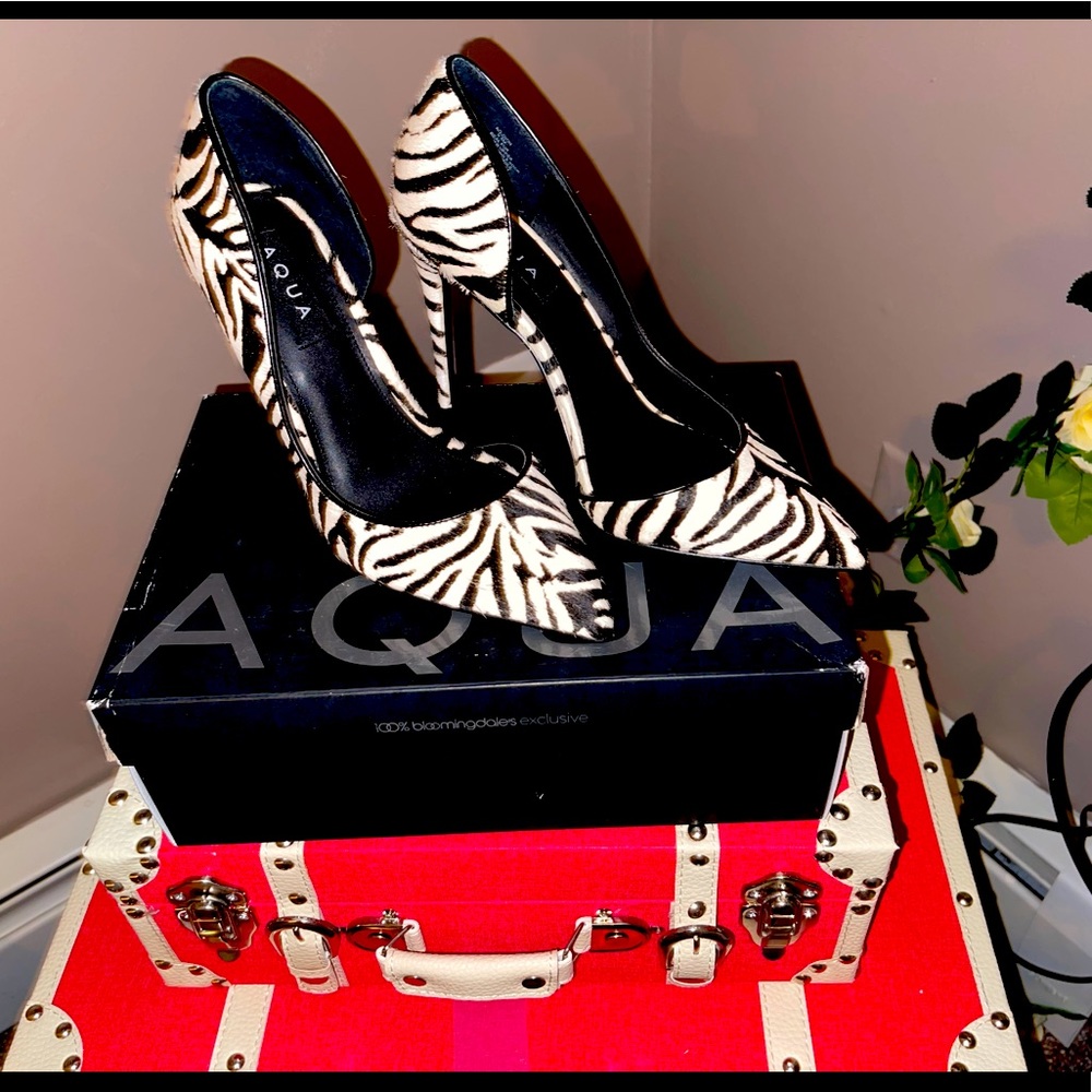 Aqua zebra print size 9.5 heels sold cross post